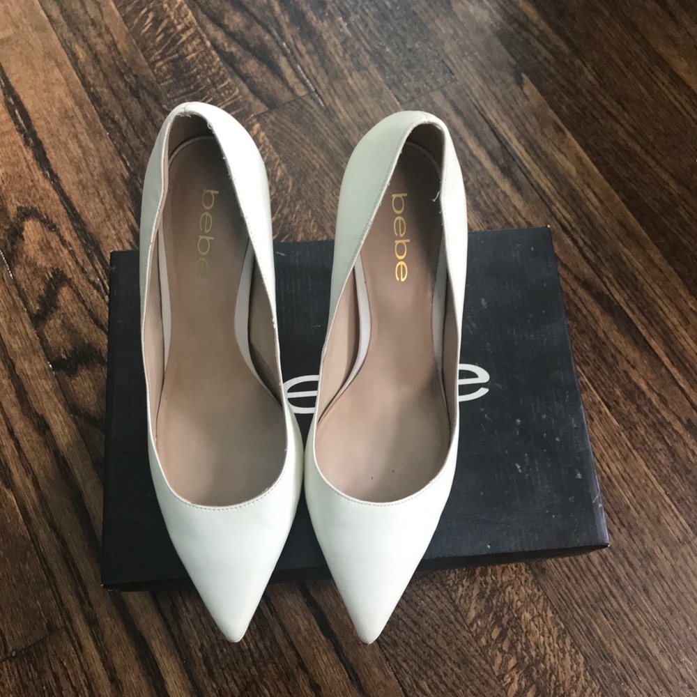 Bebe white pumps
